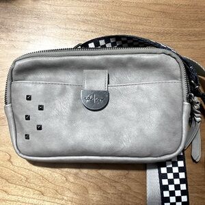 Rad Rev cement grey crossbody sling wallet/purse.